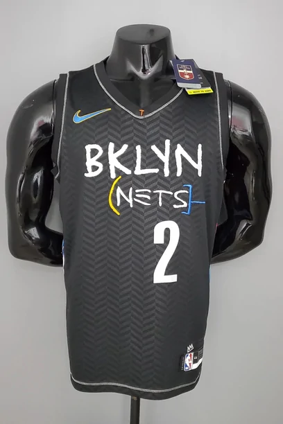 Black basketball jersey with a team name and number two on a mannequin